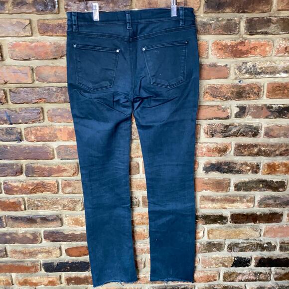 Zara Basic Dark Wash Blue Denim Skinny Raw Hem Cut-Off Jeans Women's Size 6 - Picture 5 of 5